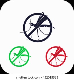 Stop mosquito Illustration set. Blue, green, red icon.