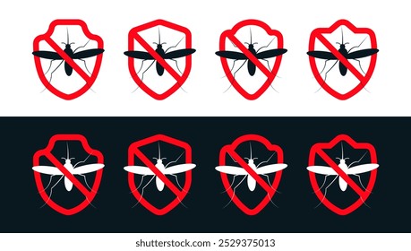 Stop mosquito signs showing protection against mosquitoes and malaria