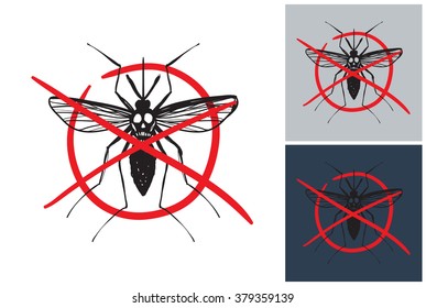 Stop mosquito vector image. Picture with stop mosquito. Symbolic stop mosquito. Vector stop mosquito logo. Label with stop mosquito. Attention stop mosquito