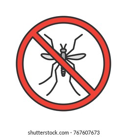 Stop mosquitos sign color icon. Flying insects repellent. Pest control. Isolated vector illustration