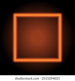 Stop, musical simple icon. Flat design. Orange neon on black background.ai