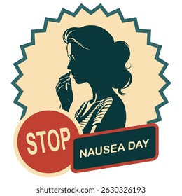 Stopp Nausea Day Aufkleber, Vektorgrafik