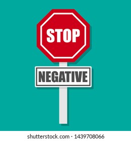 stop negative sign.red road sign. flatd design. sign with shadow. no negative.