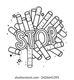 Stop nicotine. Heap of cigarettes. World no tobacco day. Health concept
