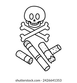 Stop nicotine. Skull with cigarettes. World no tobacco day. Healthy habit concept.