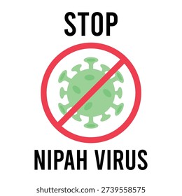 Stop Nipah Virus Sign, Virus Outbreak Concept Vector Illustration. 