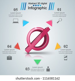 Stop, no 3d realistic icon. Business infographic. Vector eps 10