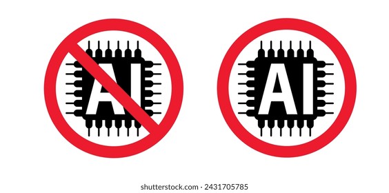 Stop, no AI text, image generator. Forbidden, artificial intelligence ai. Technology, artificial intelligence, computers and systems that are intelligent. Prohibit Ai generated. Do not AI tools.
