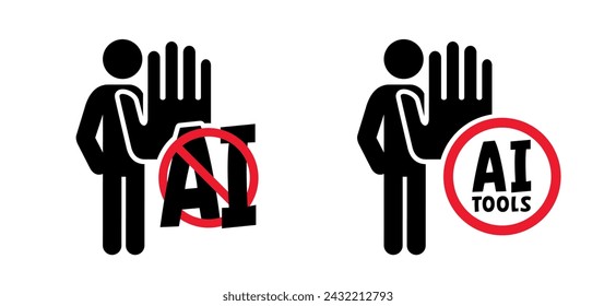 Stop, no AI text, image generator. Forbidden, artificial intelligence ai. Technology, artificial intelligence, computers and systems that are intelligent. Prohibit Ai generated. Do not AI tools.