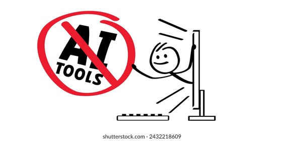 Stop, no AI text, image generator. Forbidden, artificial intelligence ai. Technology, artificial intelligence, computers and systems that are intelligent. Prohibit Ai generated. Do not AI tools.