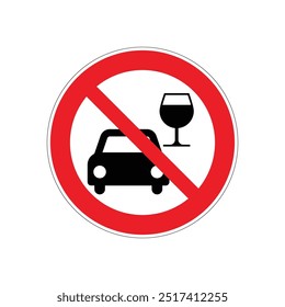 STOP, Sem álcool e sinal de direção, sinal de proibição, símbolo de proibição, ilustração vetorial,