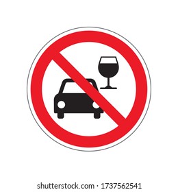 STOP! No alcohol sign. Don't drink and drive. VECTOR. The icon with a red contour on a white background. For any use. Illustration.