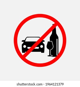 STOP! No alcohol sign. Don't drink and drive. VECTOR. The icon with a red contour on a white background. For any use. Illustration.