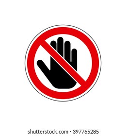 STOP! No entry / stop hand sign. Vector. The icon with a red sign on a white background. For any use. Warns.