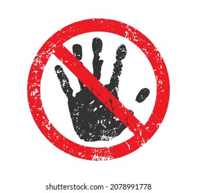 STOP no entry road sign icon shape set. Traffic Prohibition logo symbol. Vector illustration image. Isolated on white background. Not allowed direction sign. No trespassing. Do not enter. Grunge stamp