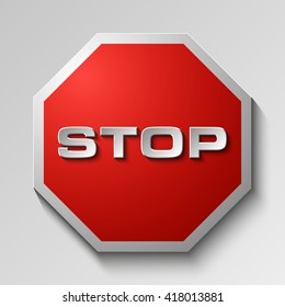STOP, No entry, road sign on red background
