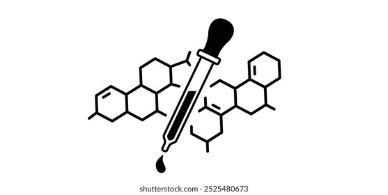 Pare, sem hormônios, sem antibióticos. Produto natural. Nutrição saudável ou natural orgânico. Estrutura química, célula de fórmulas estruturais. Não Adicionado, sem aditivos. Pimpette, conta-gotas, caindo.