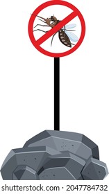 Stop No Mosquito cartoon vector art and illustration