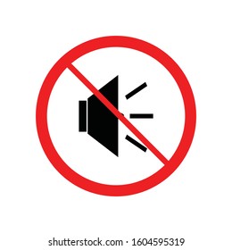Stop or no noise icon isolated on white background. Prohibited for sound vector. Mute symbol
