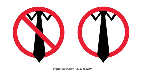 Stop No Tie. Cartoon Vector Necktie Prohibition. Red Circle, No Business Style Of Dress Ban. Dress Code. 