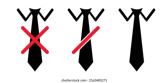 Stop No Tie. Cartoon Vector Necktie Prohibition. Red Circle, No Business Style Of Dress Ban. Dress Code. 