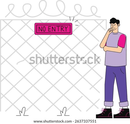 Stop! No Trespassing Illustration for web, app, infographic, etc