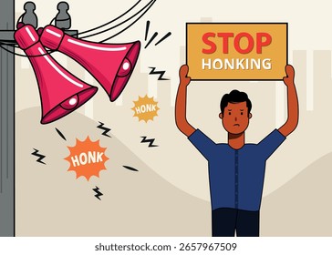 Detener la contaminación acústica Vector gráfico 