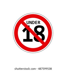 STOP! Not for children under 18 years. Vector. The icon with a red contour on a white background. For any use. Warns.