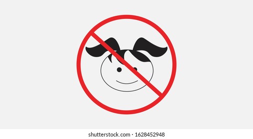 STOP! Not for children. Vector. The icon with a red contour on a grey background. Prohibitory sign caution children in red crossed out circle