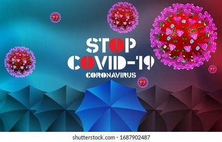 Stop Novel Coronavirus outbreak covid-19 2019-nCoV background. The fight against coronavirus. The danger of coronavirus and the risk to public health. Pandemic medical concept. Vector illustration.