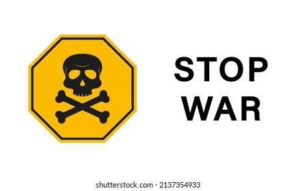 Stop Nuclear Weapon. Stop Hazard Nuke War. No Radiation Atom Dangerous Weapon Sign. Stop Radioactive Military Attack. Caution Atomic Biohazard War Symbol. Isolated Vector Illustration.