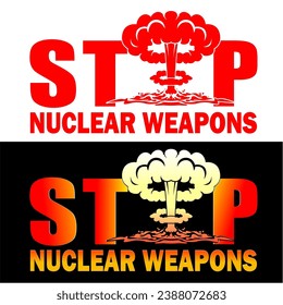 DETENGAN LAS armas nucleares. ilustración de vector de bomba atómica