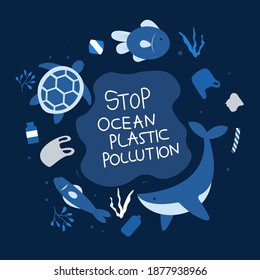 Stop Ocean Plastic Pollution Campaign Zero Stock Vector (Royalty Free ...