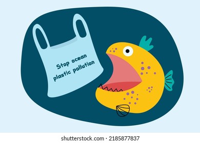 stop ocean plastic pollution concept.