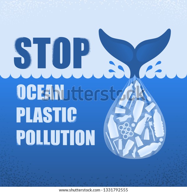 Stop Ocean Plastic Pollution Ecological Poster Stock Vector (Royalty ...