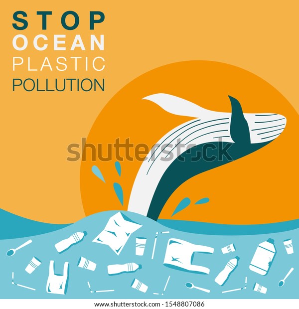 Stop Ocean Plastic Pollution Ecological Poster Stock Vector (Royalty ...