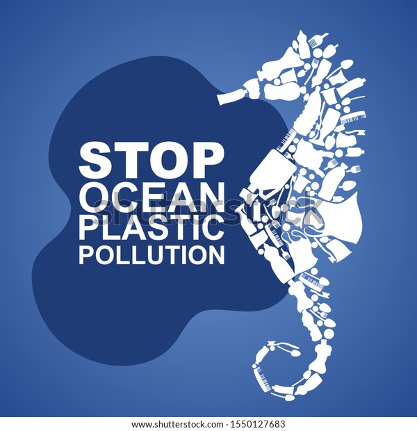 Stop Ocean Plastic Pollution Ecological Poster Stock Vector Royalty Free Shutterstock