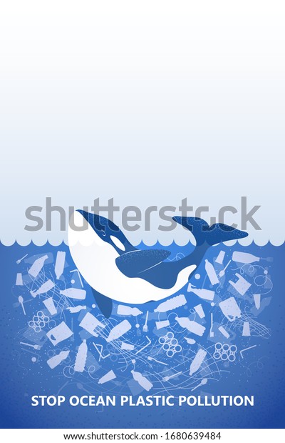 Stop Ocean Plastic Pollution Ecological Poster Stock Vector (Royalty ...