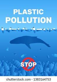 Stop Ocean Plastic Pollution Ecology Poster Stock Vector (Royalty Free ...