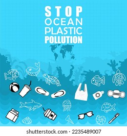 Stop Ocean Plastic Pollution, poster and banner