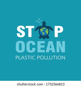 Stop Ocean Plastic Pollution Turtles Earth Stock Vector (Royalty Free ...