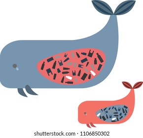 Stop ocean plastic pollution vector illustration. World Water Day. Earth Day.