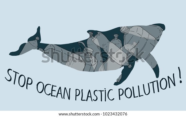 海洋プラスチック汚染のベクターイラストを止めます 世界水の日 アースデイ のベクター画像素材 ロイヤリティフリー