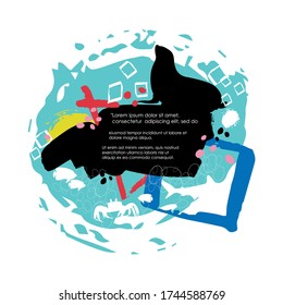 Stop ocean pollution. Ecological poster. Undersea world.