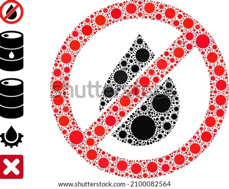 Stop oil mosaic icon. Vector mosaic made of randomized infection items. Covid mosaic stop oil icon and additional icons. Stop oil mosaic for pandemic images.