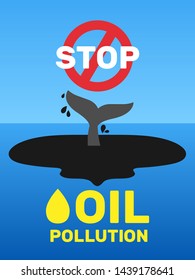 Stop Oil Pollution Ocean Poster Design Stock Vector (royalty Free 