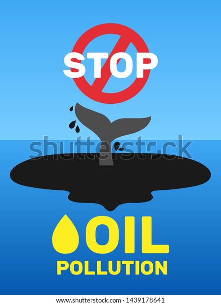 Stop Oil Pollution Ocean Poster Design Stock Vector (Royalty Free ...