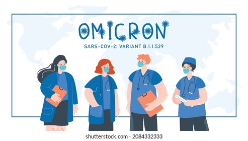 Stop Omicron variant B.1.1.529 of COVID-19. New strain of coronavirus. Vector illustration design.
