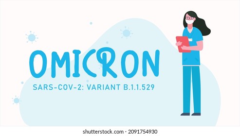 Stop Omicron variant B.1.1.529 of COVID-19. New strain of coronavirus. Vector illustration design.
