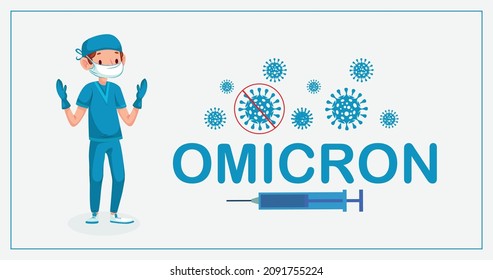 Variante de Omicron de alto, Nueva cepa de coronavirus. Diseño de ilustración vectorial.
